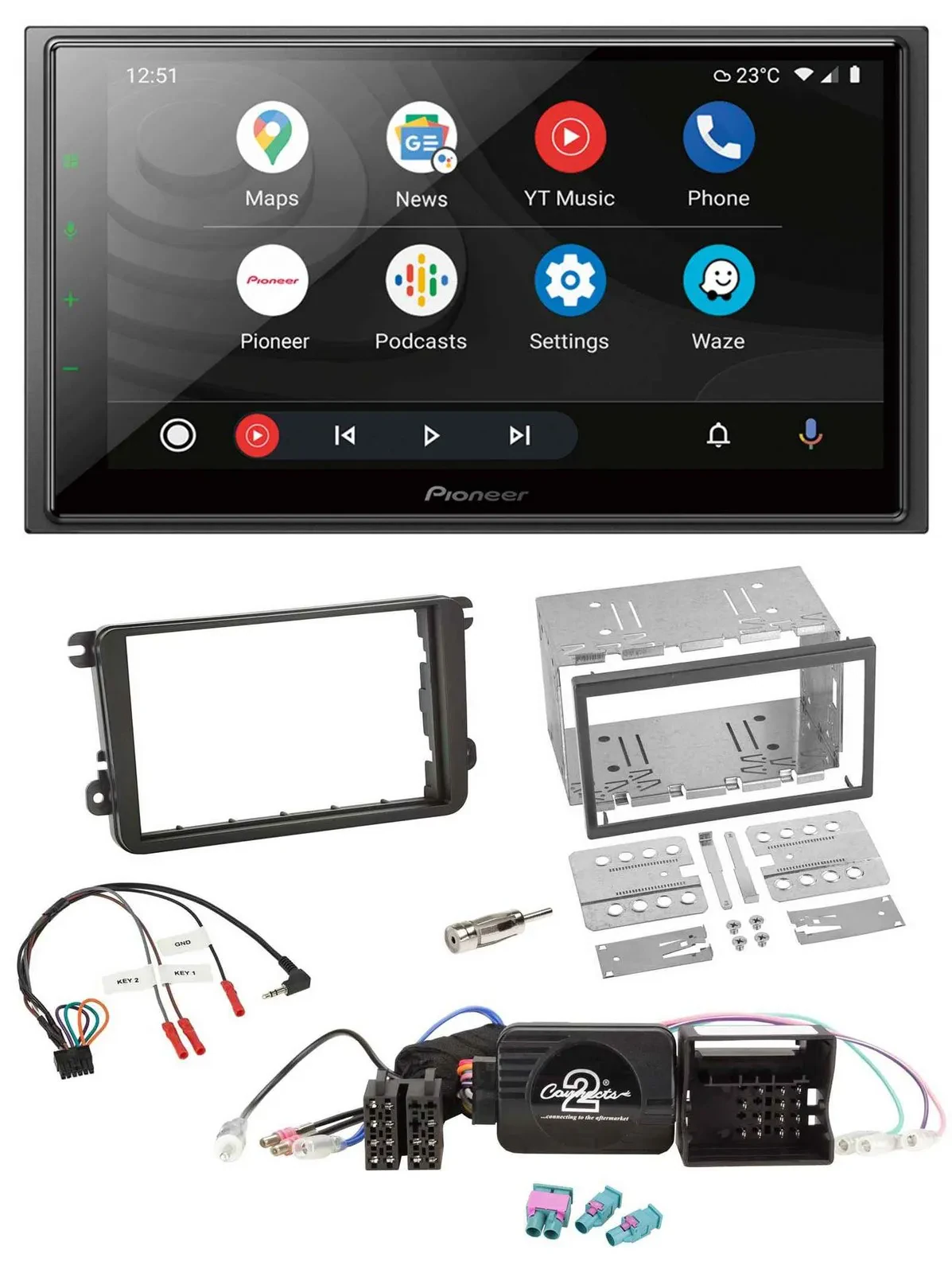 Pioneer USB 2DIN DAB Lenkrad Bluetooth Autoradio für VW Passat Polo Scirocco Sha