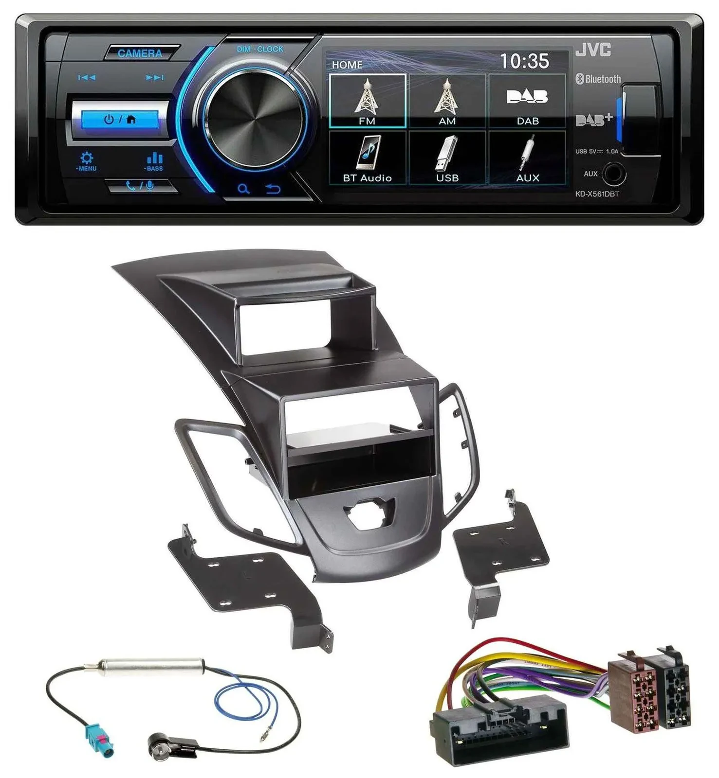 JVC Bluetooth MP3 USB DAB Autoradio für Ford Fiesta 10-17 Display schwarz