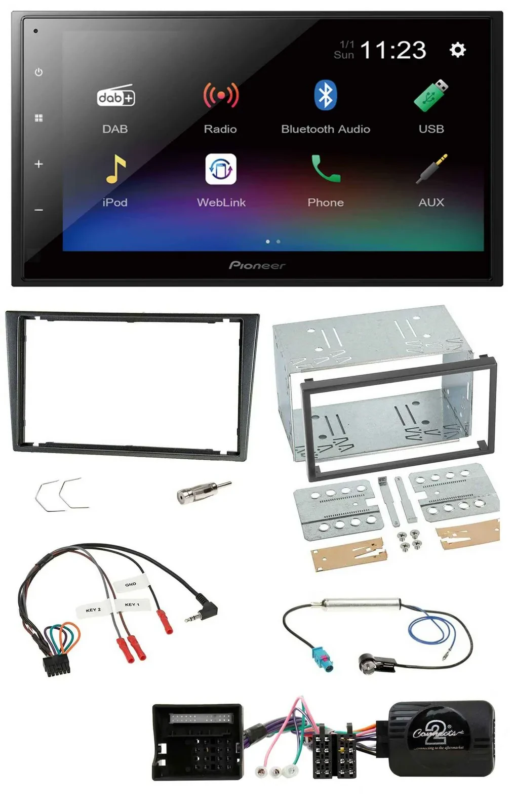 Pioneer USB Bluetooth DAB 2DIN Lenkrad Autoradio für Opel Tigra Corsa C Meriva g