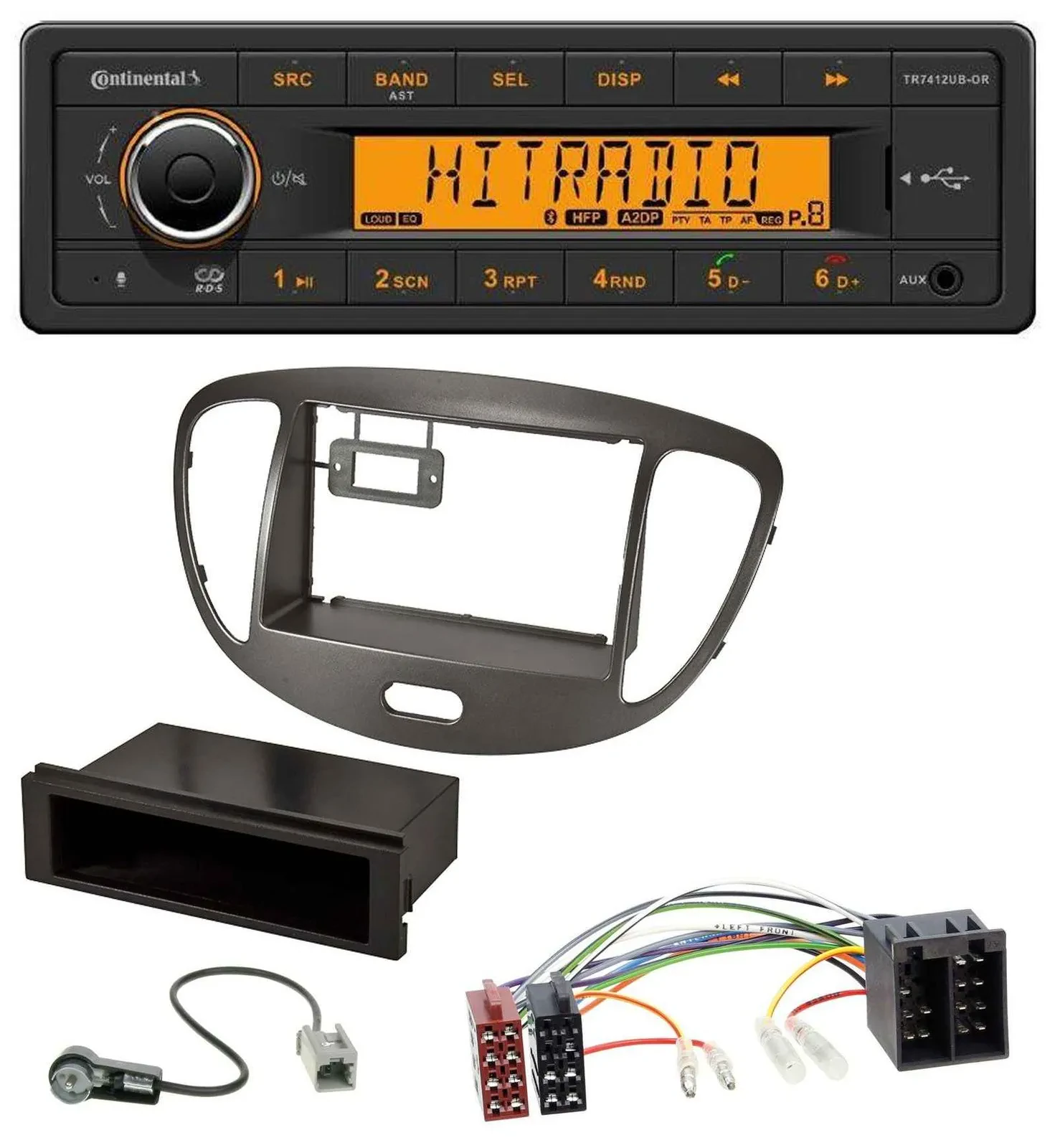 Continental MP3 Bluetooth AUX USB Autoradio für Hyundai i10 2008-2013 dunkelsilb