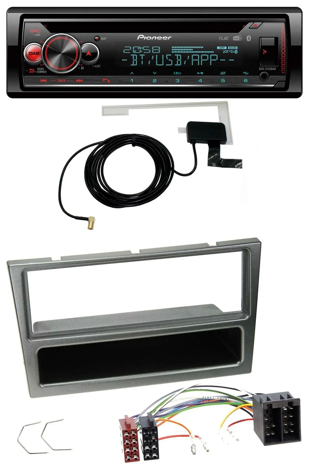 Автомагнитола Pioneer DAB, CD, MP3, USB, Bluetooth для Opel Corsa C (2000–2004), ISO, алюминий