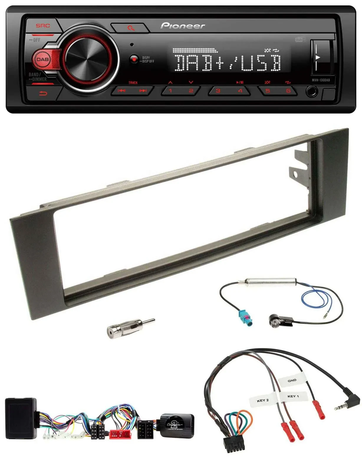 Автомагнитола Pioneer 1-DIN, MP3, DAB, USB, совместимая с управлением на руле, для Audi A3 (2003–2006)
