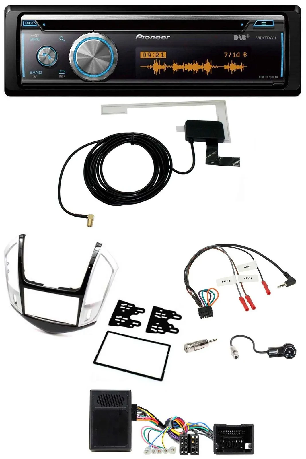 Pioneer Bluetooth DAB Lenkrad USB CD Autoradio für Chevrolet Cruze 2011-2016 sil