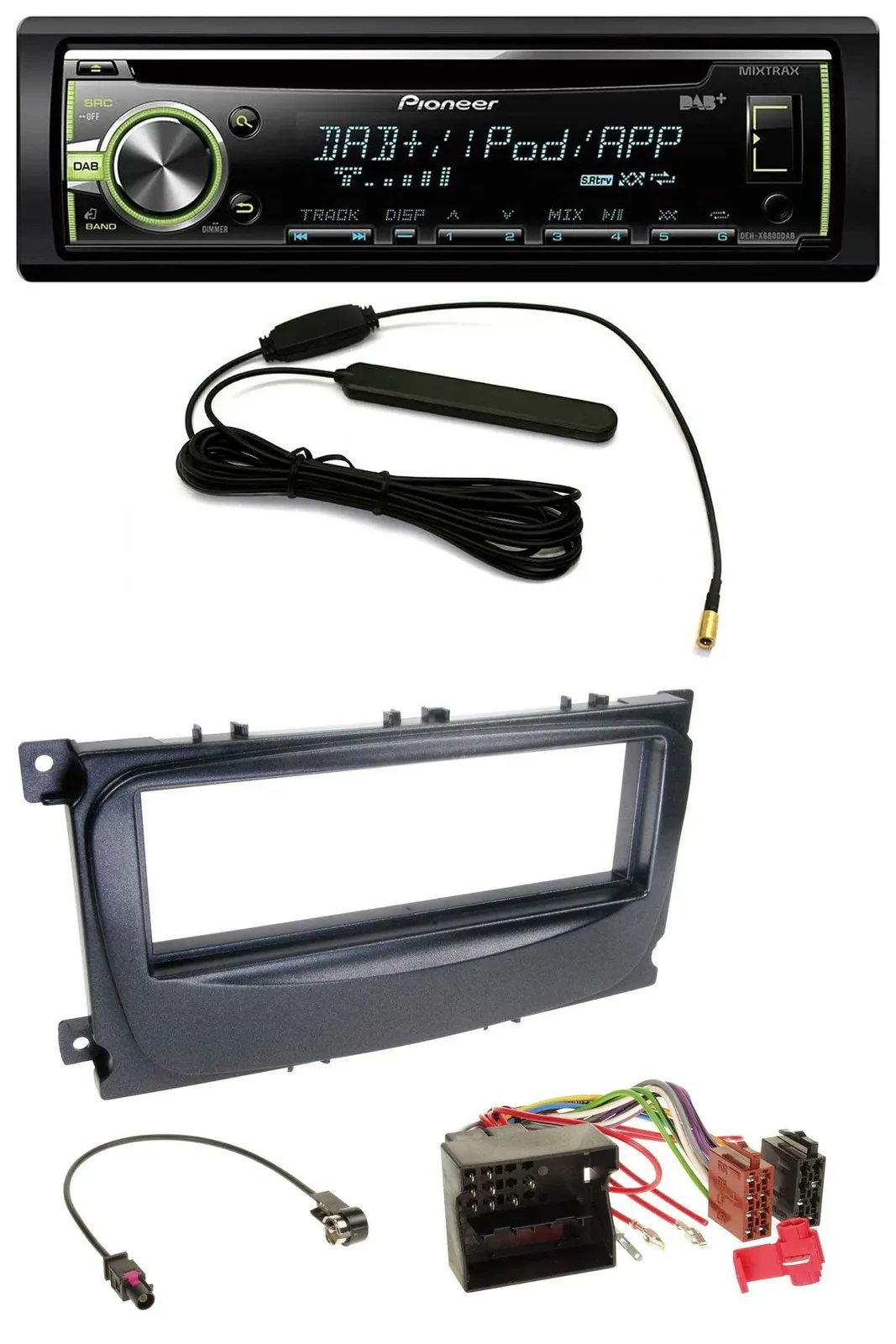 Pioneer MP3 USB CD DAB AUX Autoradio für Ford Focus C-Max Galaxy ab 2007 schwarz