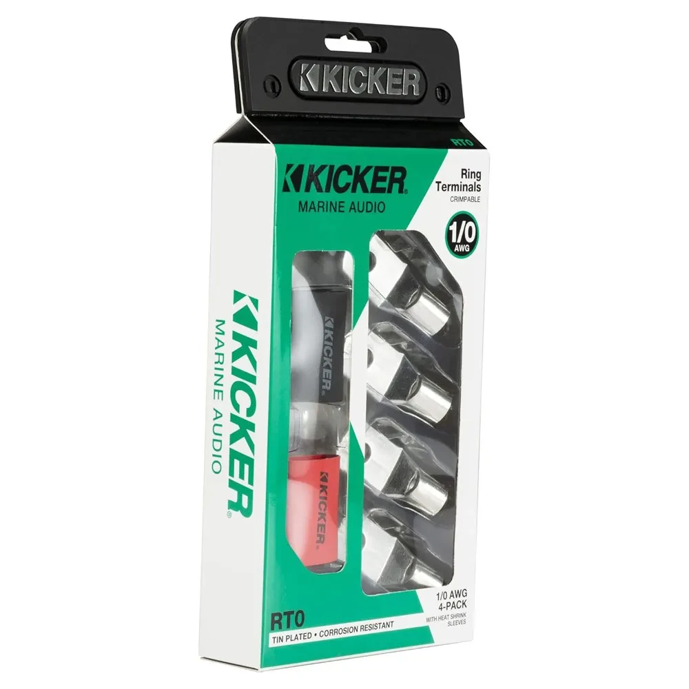 Kicker RT0 1/0 Gauge Marine Ring Terminals (4-Pack)
