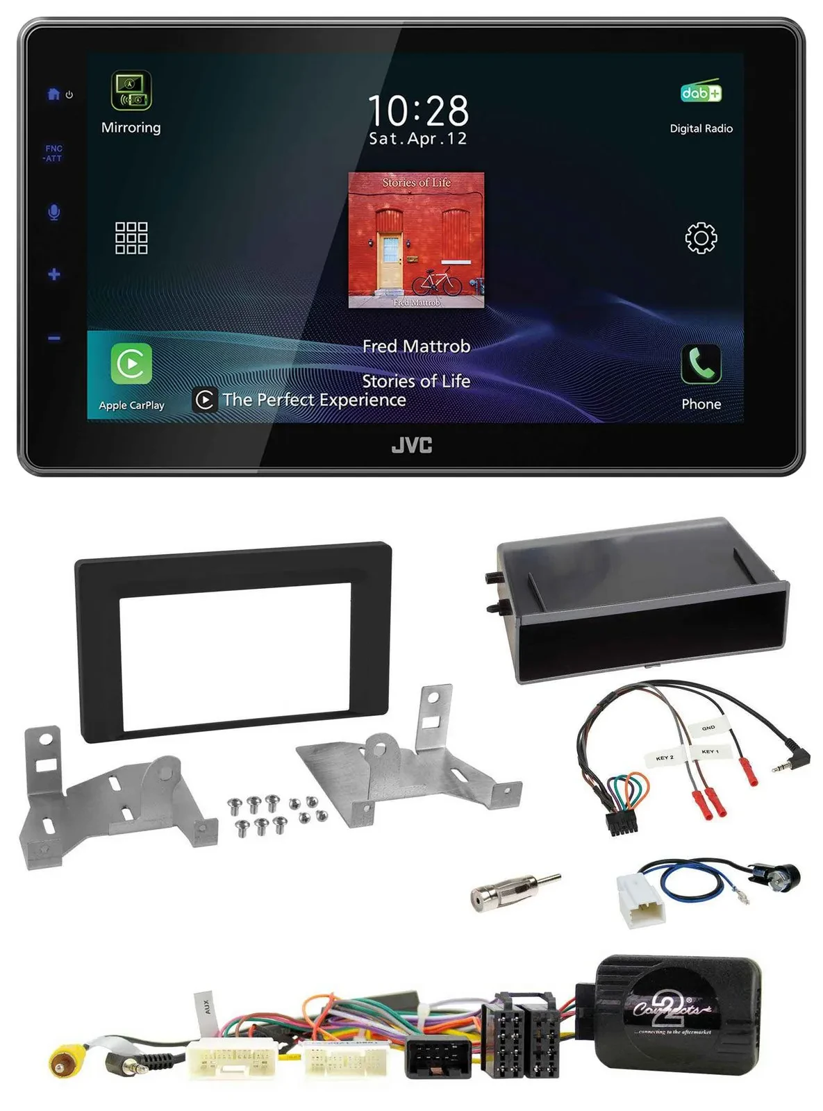JVC DAB Lenkrad Bluetooth USB Autoradio für Toyota Aygo AB7 ab 2022 schwarz