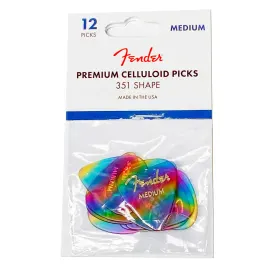 Медиаторы Fender 351 Premium Celluloid Medium Rainbow (12 штук)