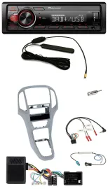 Pioneer MP3 DAB 1DIN Lenkrad USB Autoradio für Opel Astra J 09-16 Platin silber