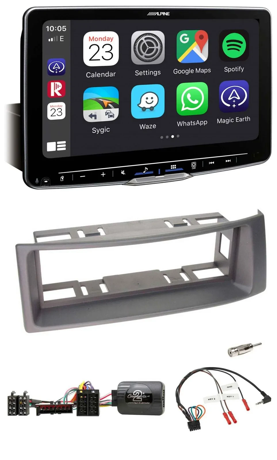 Автомагнитола Alpine Bluetooth USB DAB для Renault Megane 1996–2000 и Scenic, цвет антрацит