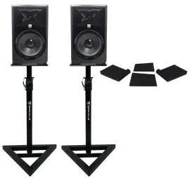 2) JBL 308P MkII 8" Powered Studio Reference Monitors Monitoring Speakers+Stands