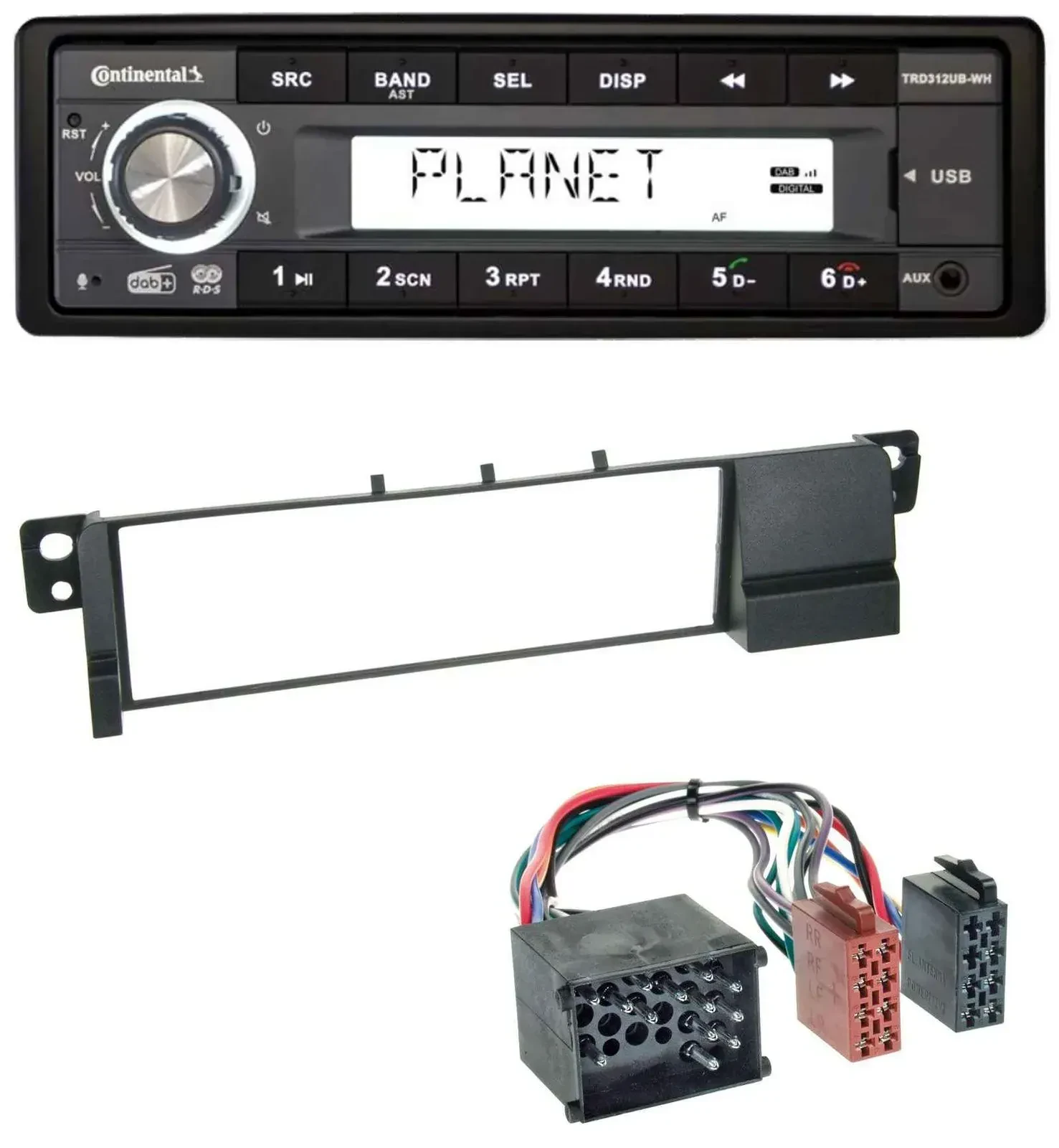 Continental USB 1DIN AUX DAB MP3 Autoradio für BMW 3er E46 (Rundpin, ab 1998)