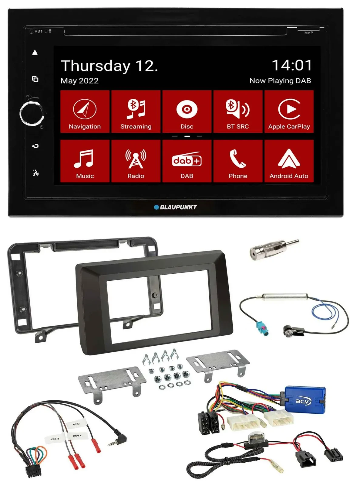 Автомагнитола Blaupunkt 2 DIN, Bluetooth, USB, DAB, навигация с TMC, для Dacia Duster (с 2021)