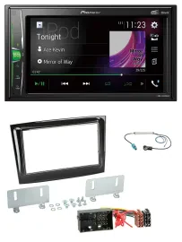 Pioneer 2DIN MP3 DAB USB Bluetooth Autoradio für Fiat Doblo ab 2015 piano schwar