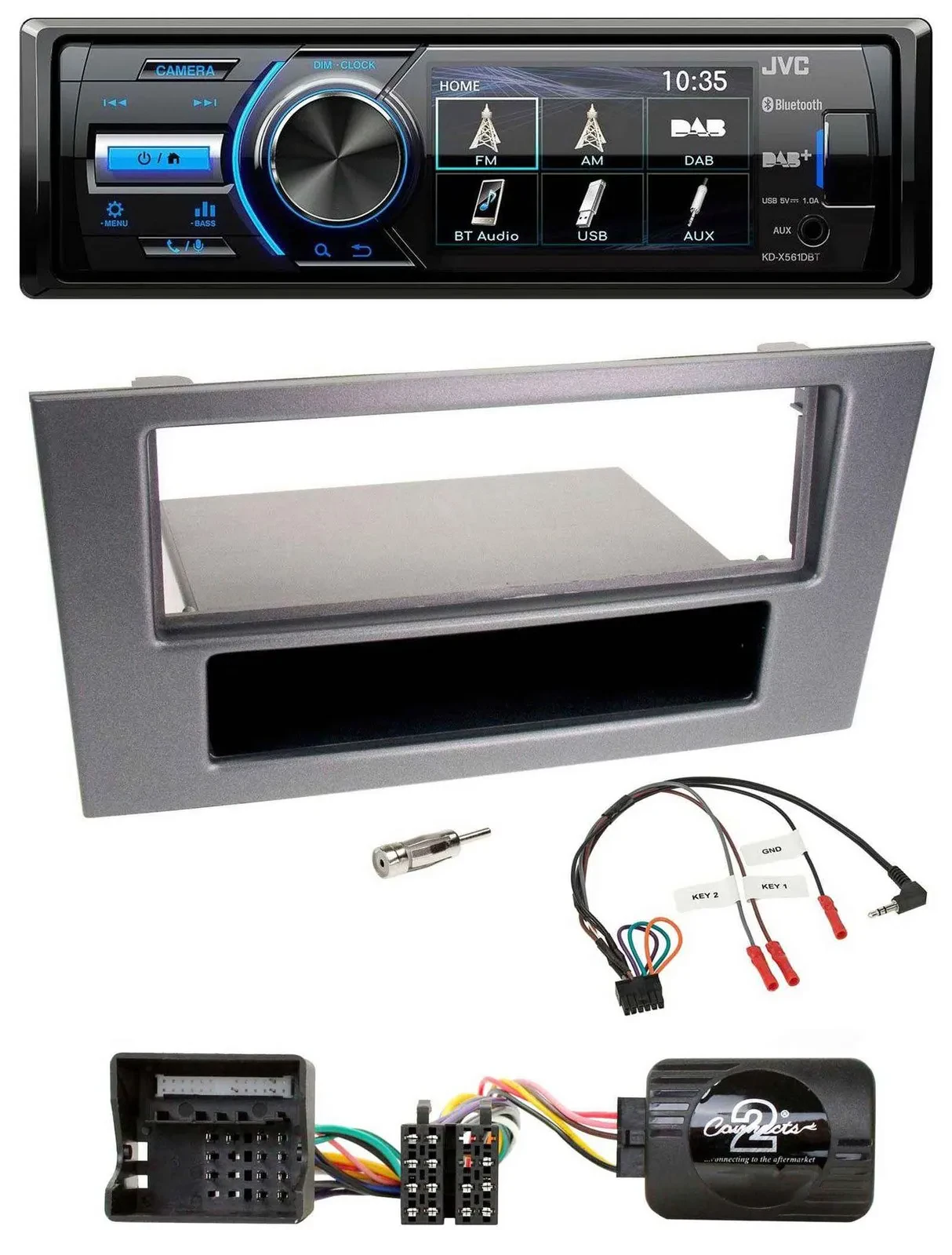 JVC Bluetooth Lenkrad USB DAB Autoradio für Ford Mondeo 2004-2007 anthrazit