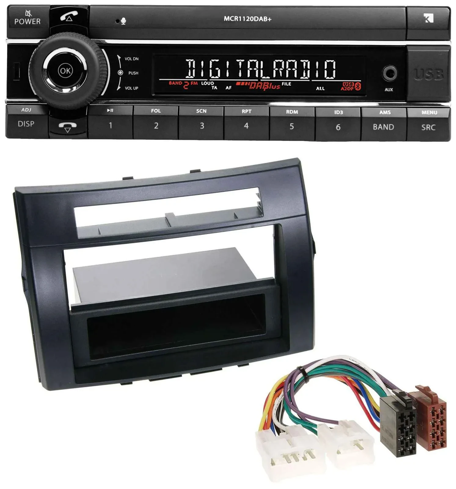 Автомагнитола для Toyota Corolla Verso 2004–2009 Kienzle Bluetooth, MP3, USB, DAB черная