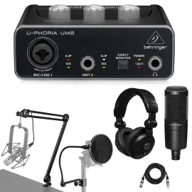 Звуковая карта внешняя Behringer U-PHORIA UM2 2x2 USB (набор) с микрофоном AT2020