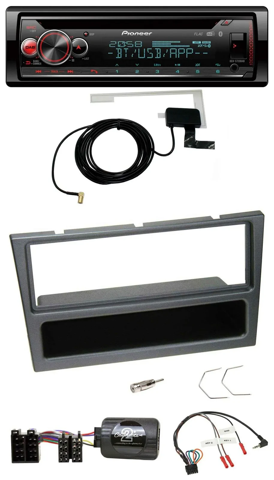 Pioneer DAB CD Lenkrad USB Bluetooth Autoradio für Opel Corsa C 2000-04 charcoal