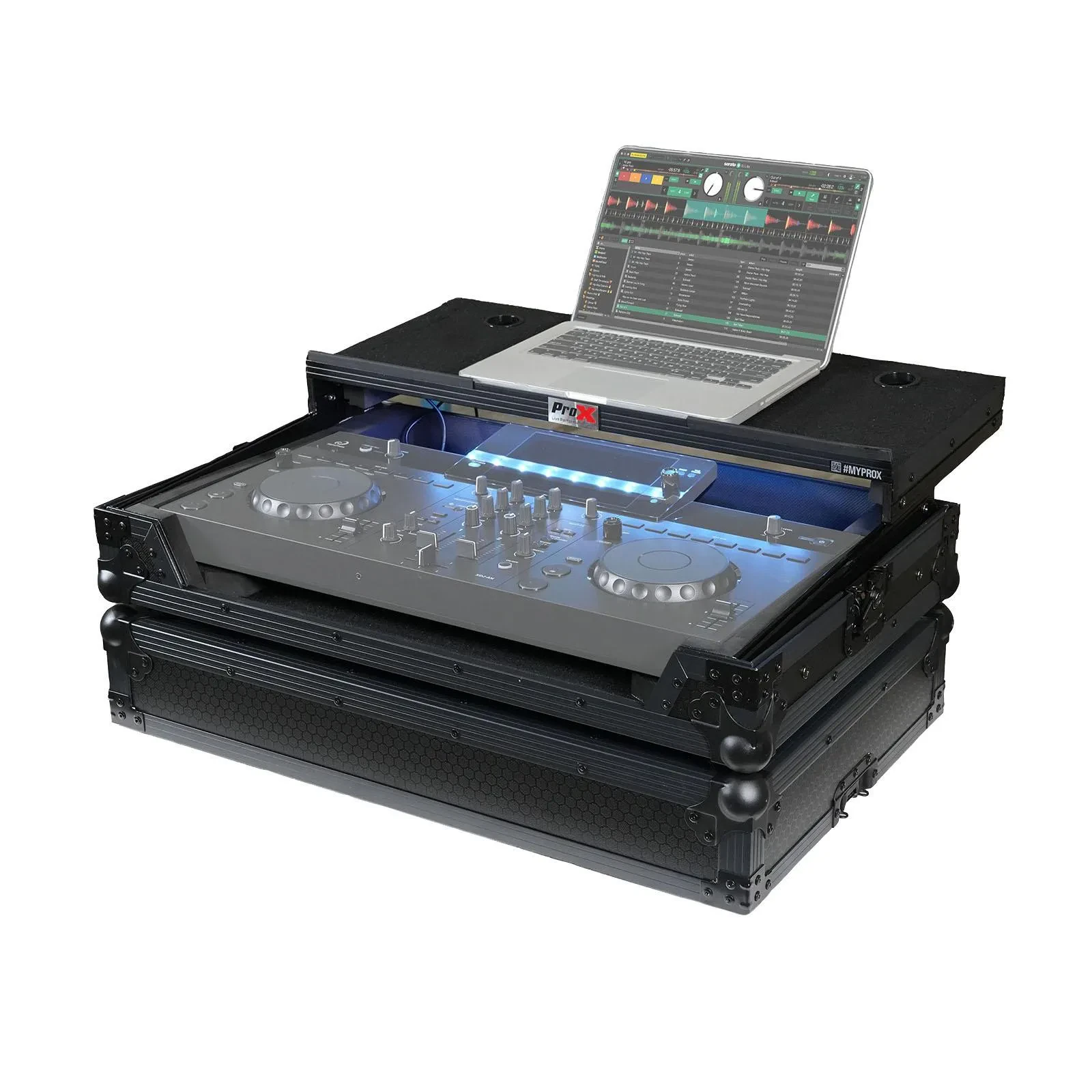 ProX XS-XDJAN LTBL LED Black Case for AlphaTheta XDJ-AN with Shelf