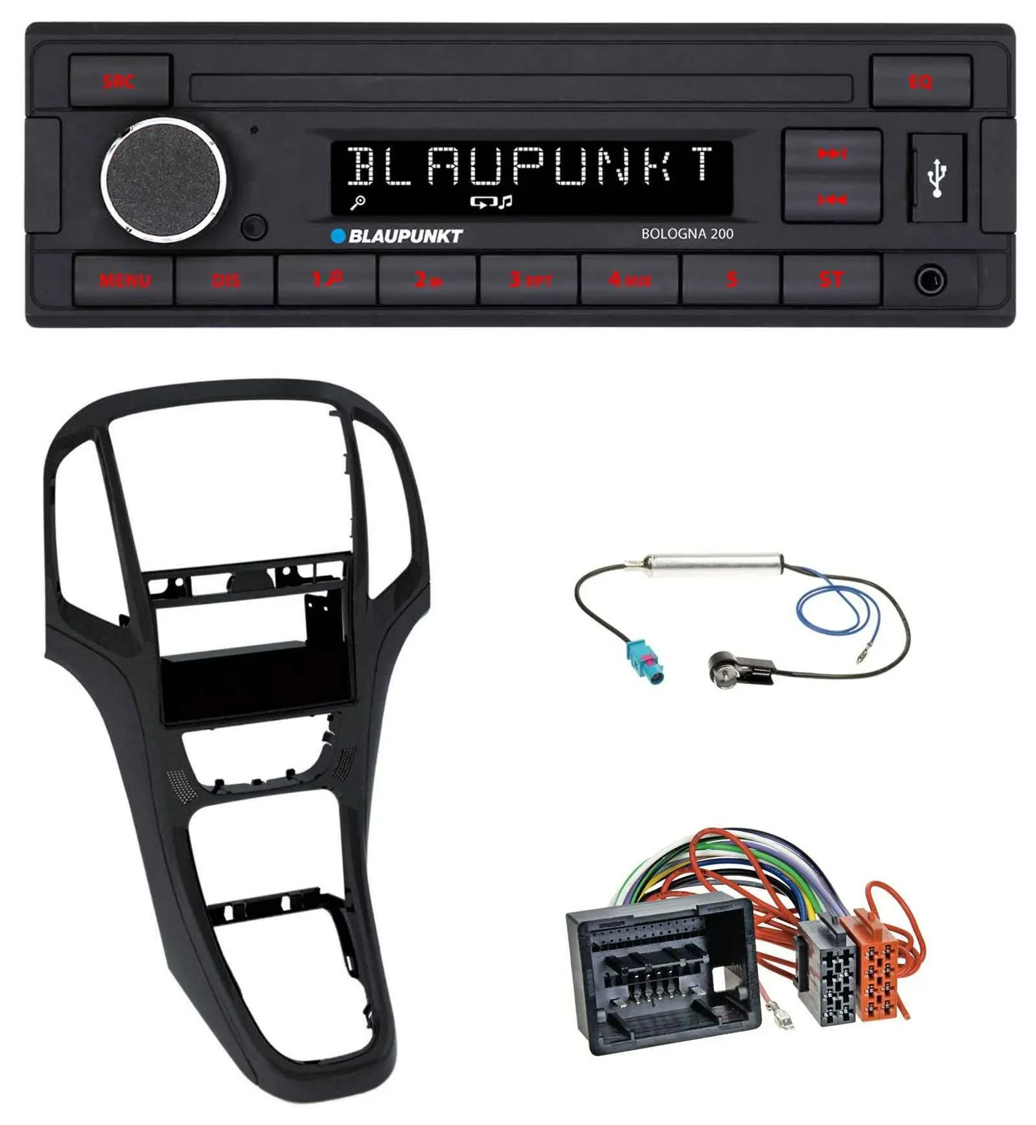 Blaupunkt MP3 AUX USB 1DIN Autoradio für Opel Astra J ab 2009 Perl schwarz