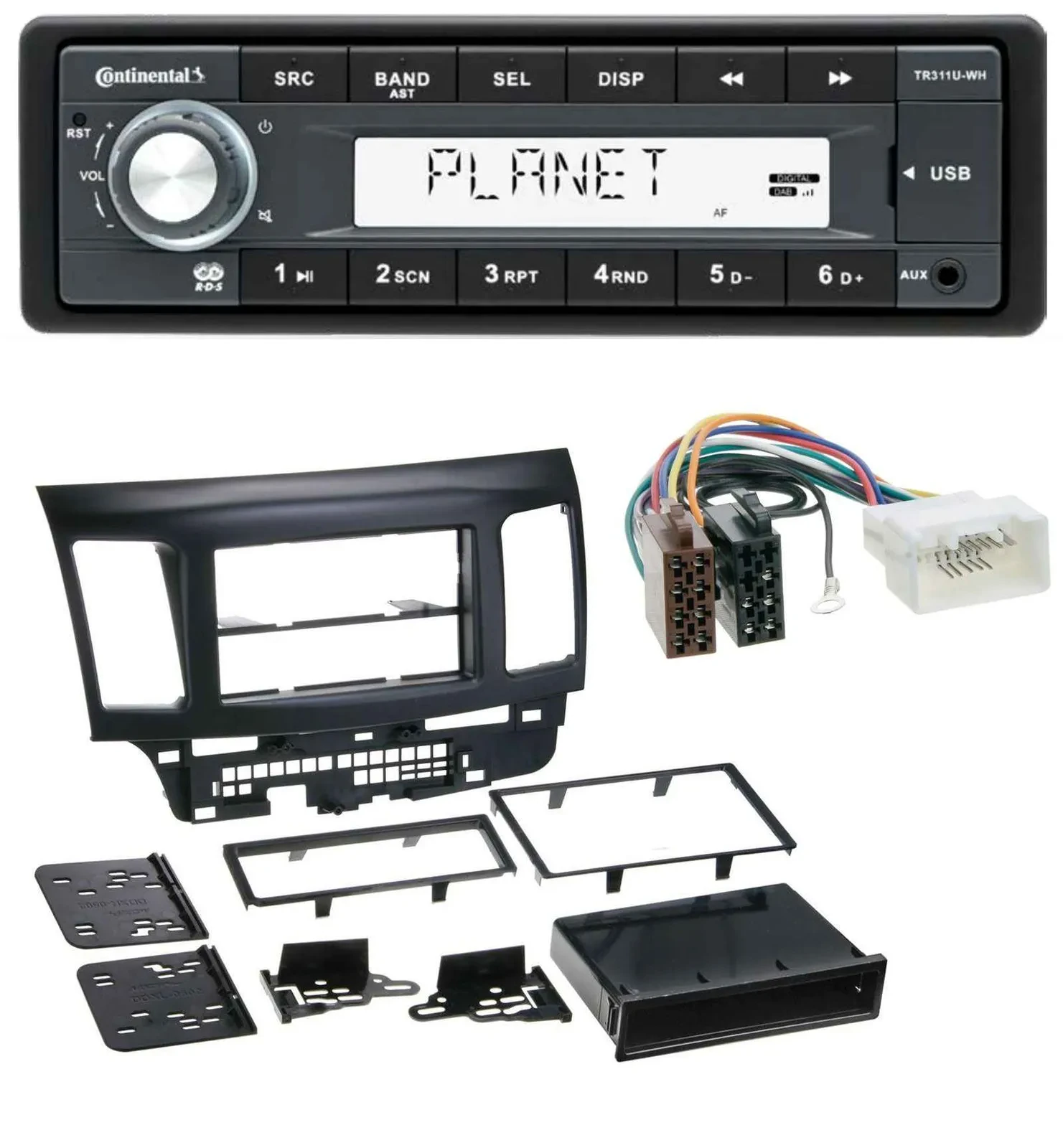 Continental USB MP3 AUX 1DIN Autoradio für Mitsubishi Evo Lancer (ab 2008)