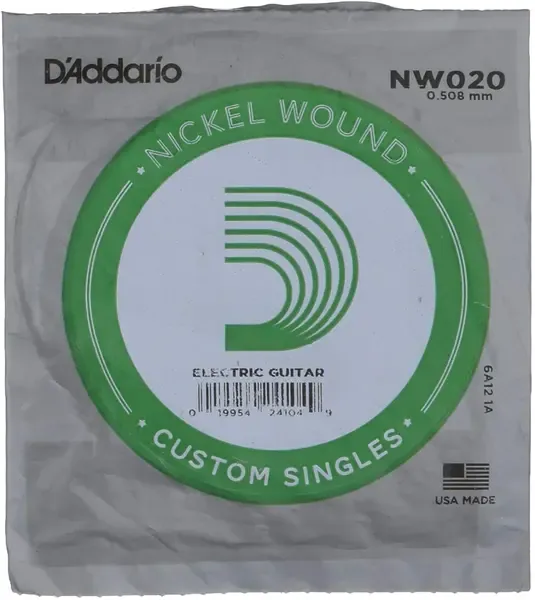 Струна для электрогитары D'Addario NW020 XL Nickel Wound Singles, сталь никелированная, калибр 20