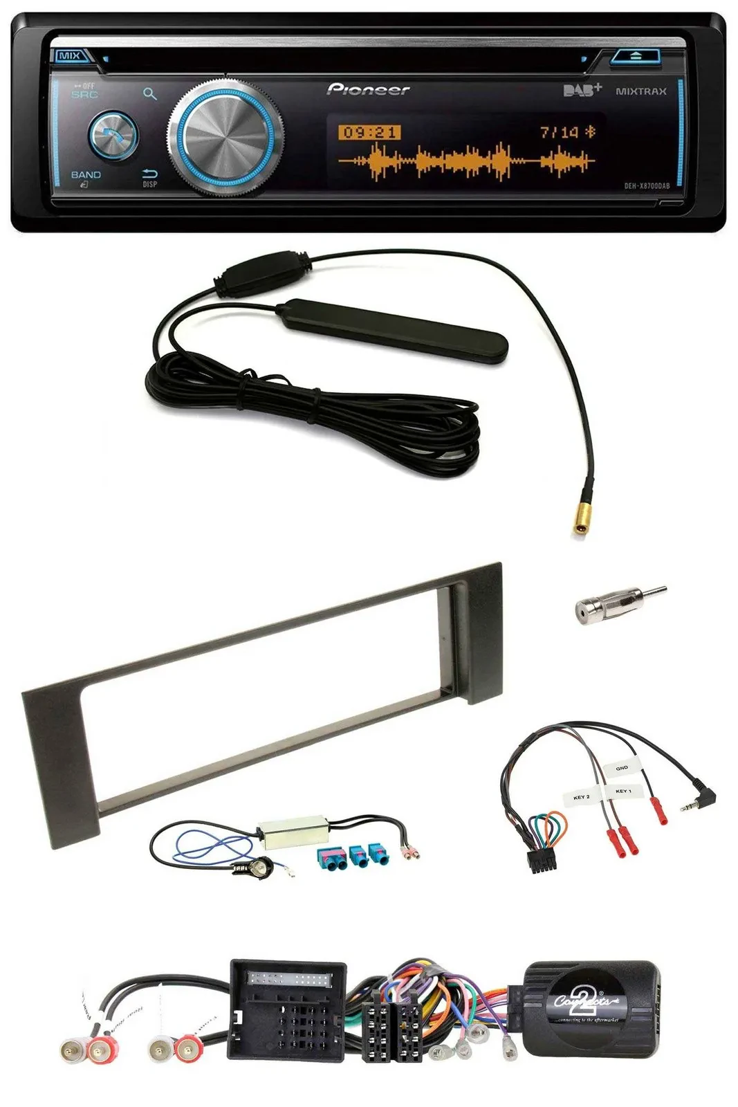 Автомагнитола Pioneer CD, USB, Bluetooth, DAB для Audi A4 B6 (2000–2004) Quadlock