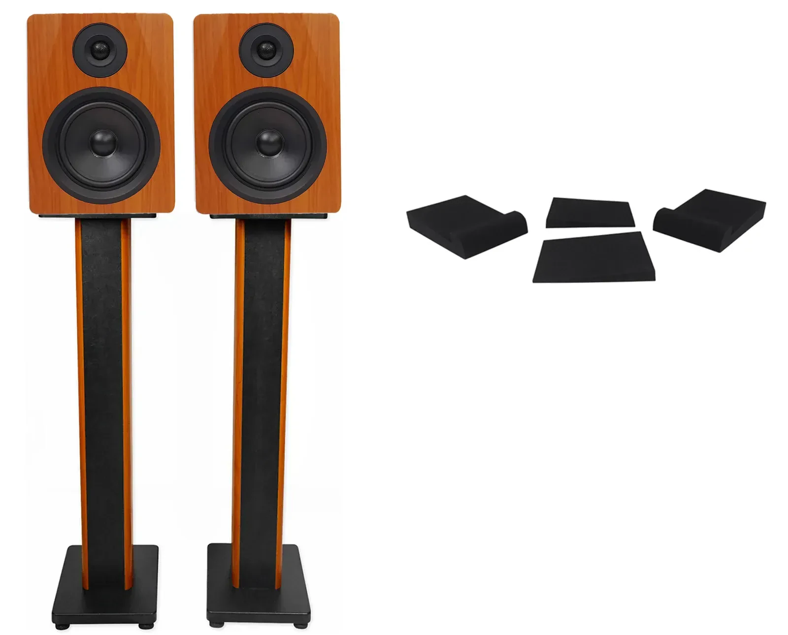 Активный студийный монитор Rockville APM6C Wood с подставками и стойками (пара)