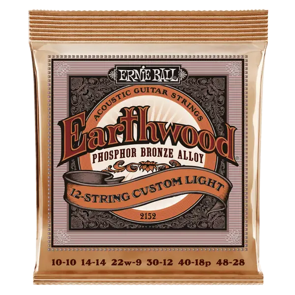 Струны для 12 струнной акустической гитары ERNIE BALL 2152 Earthwood Phosphor Bronze Custom Light 10-46