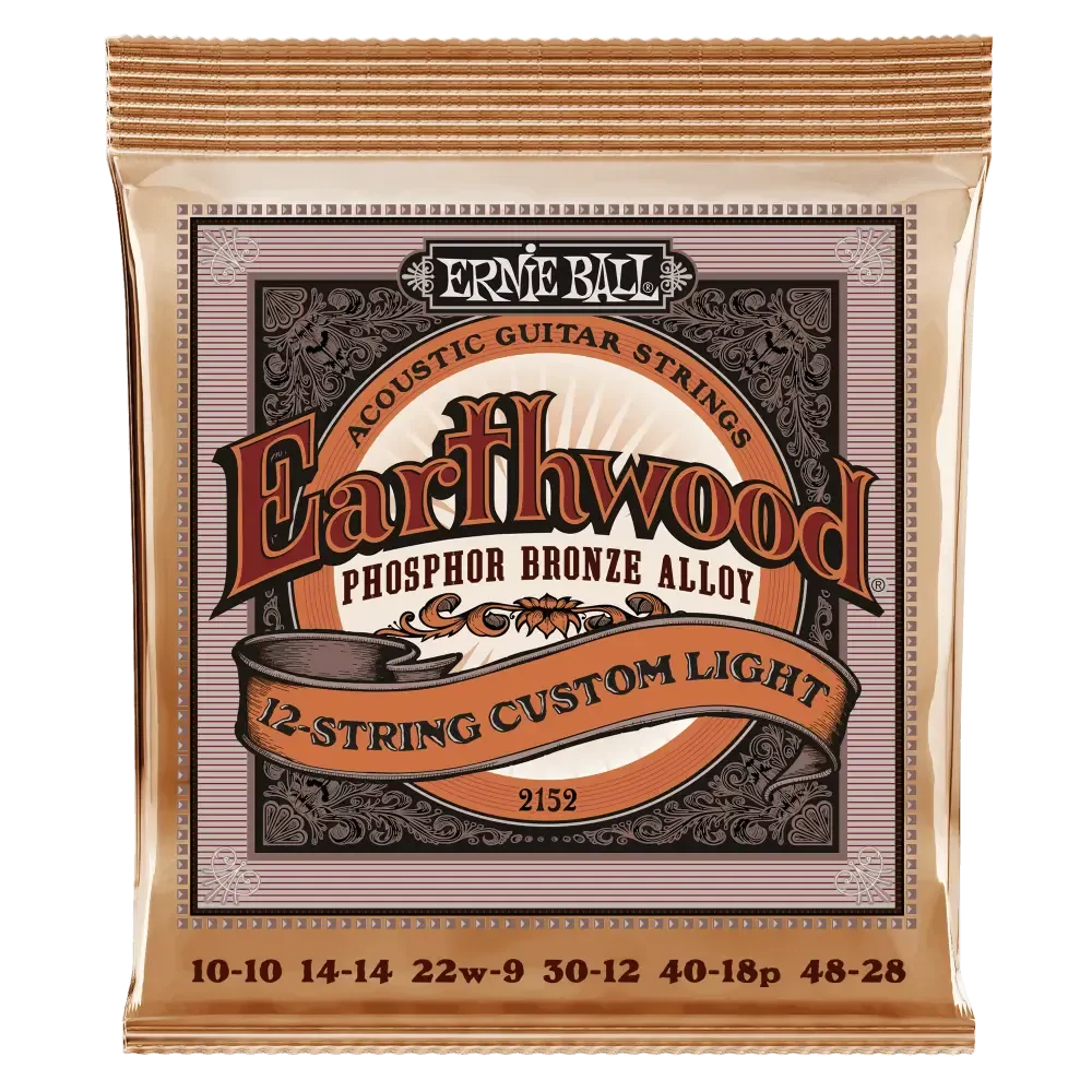 Струны для 12 струнной акустической гитары ERNIE BALL 2152 Earthwood Phosphor Bronze Custom Light 10-46