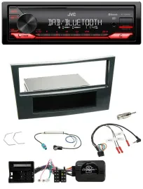 Автомагнитола для Opel Corsa D 2006–2008 JVC Bluetooth, USB, DAB, совместим с управлением на руле, чёрный