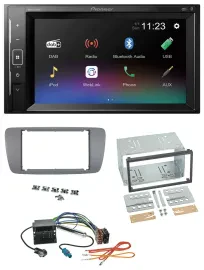 Pioneer DAB MP3 2DIN Bluetooth USB Autoradio für Seat Ibiza ab 08 conemaragrau