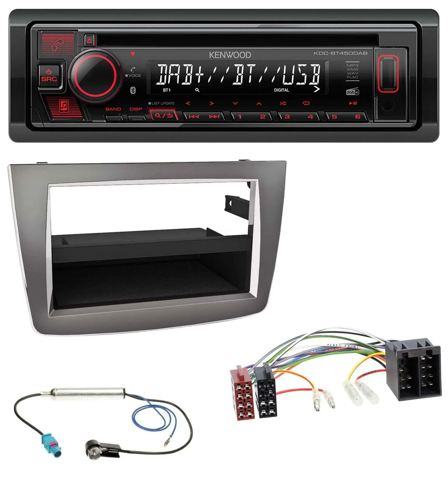 Kenwood MP3 CD USB Bluetooth DAB Autoradio für Alfa Romeo MiTo 955 08-14 ISO dun