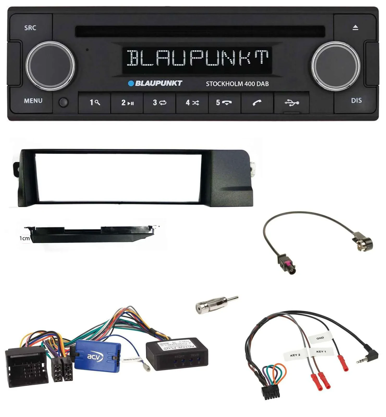 Blaupunkt Lenkrad Bluetooth DAB CD USB Autoradio für BMW 3er 01-07 E46 schwarz H