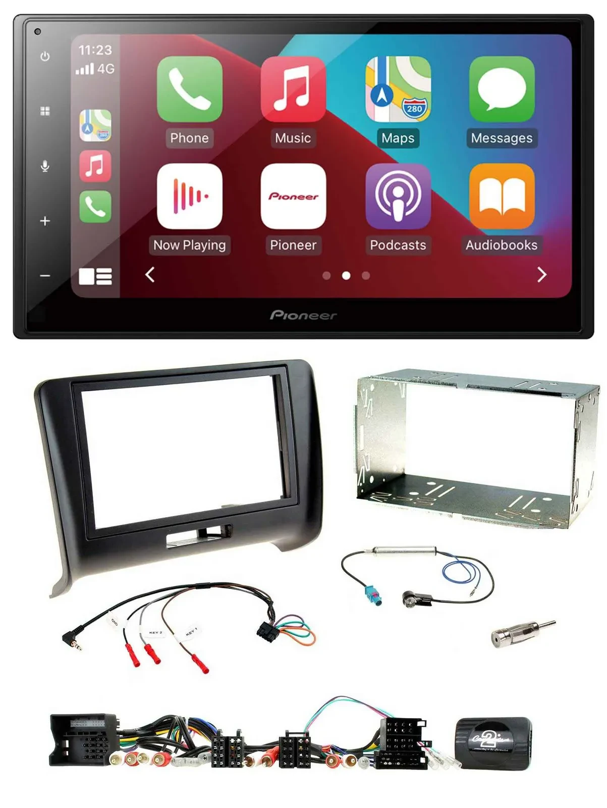 Автомагнитола для Audi TT 2006–2014 Pioneer 2DIN, DAB, Bluetooth, USB, поддержка управления с руля