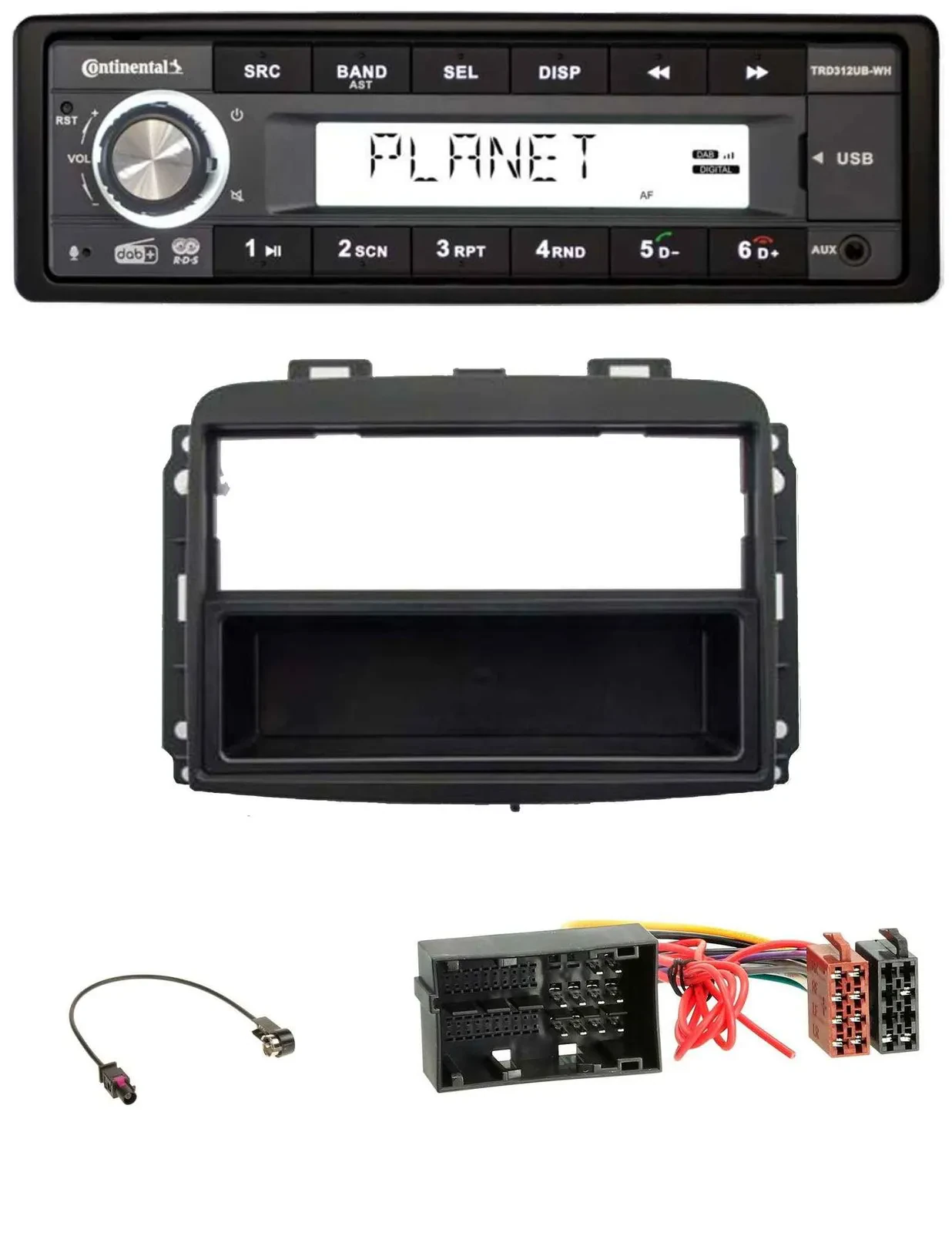 Continental USB 1DIN AUX DAB MP3 Autoradio für Fiat 500 L (ab 2012)