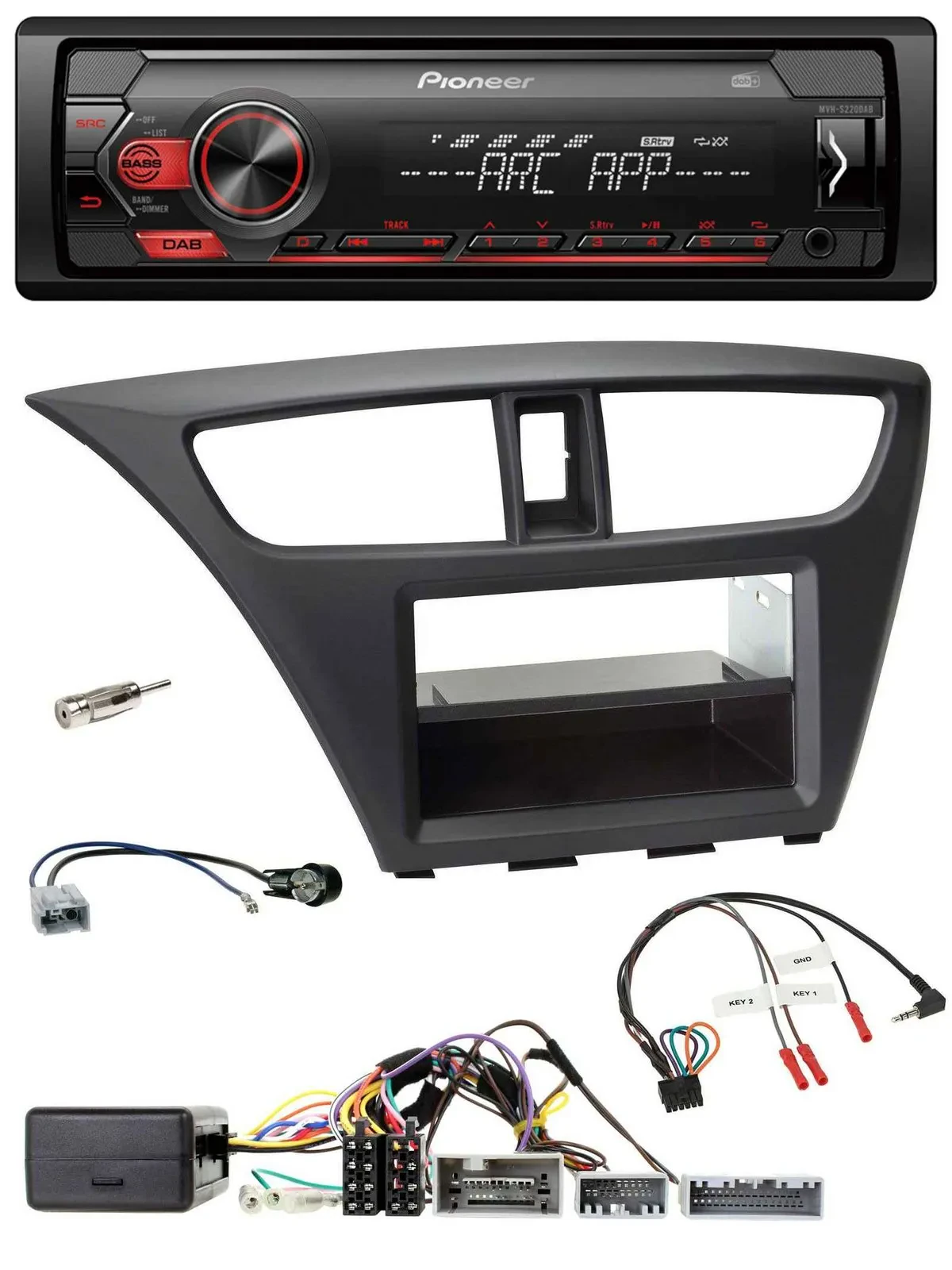 Pioneer DAB 1DIN MP3 Lenkrad USB Autoradio für Honda Civic (ab 2012)