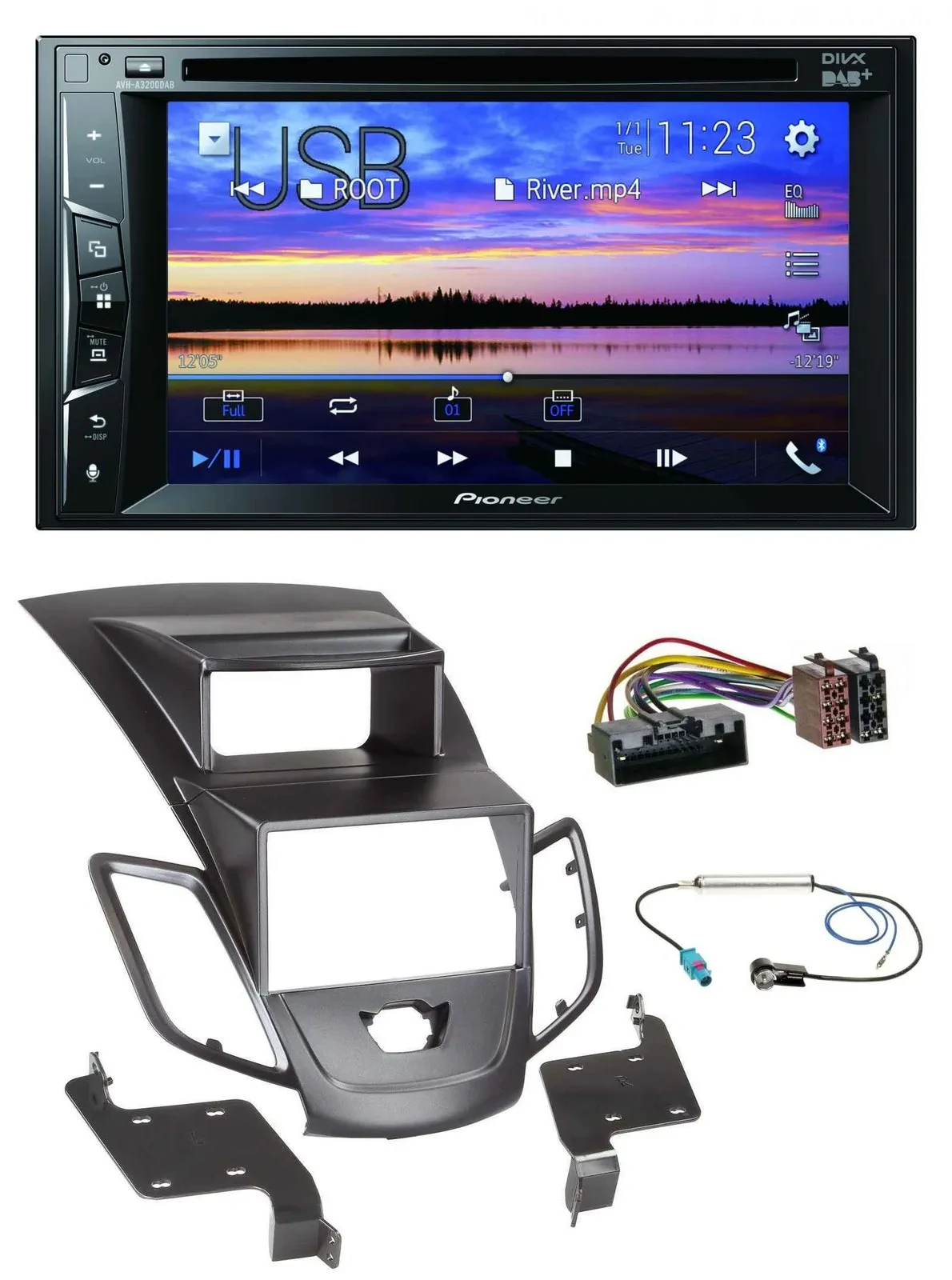 Pioneer Bluetooth 2DIN USB DVD DAB MP3 Autoradio für Ford Fiesta 10-17 Display s