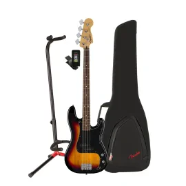 Fender Standard Jazz Bass 4 String 3 Color Sunburst Bass Guitar Bundle