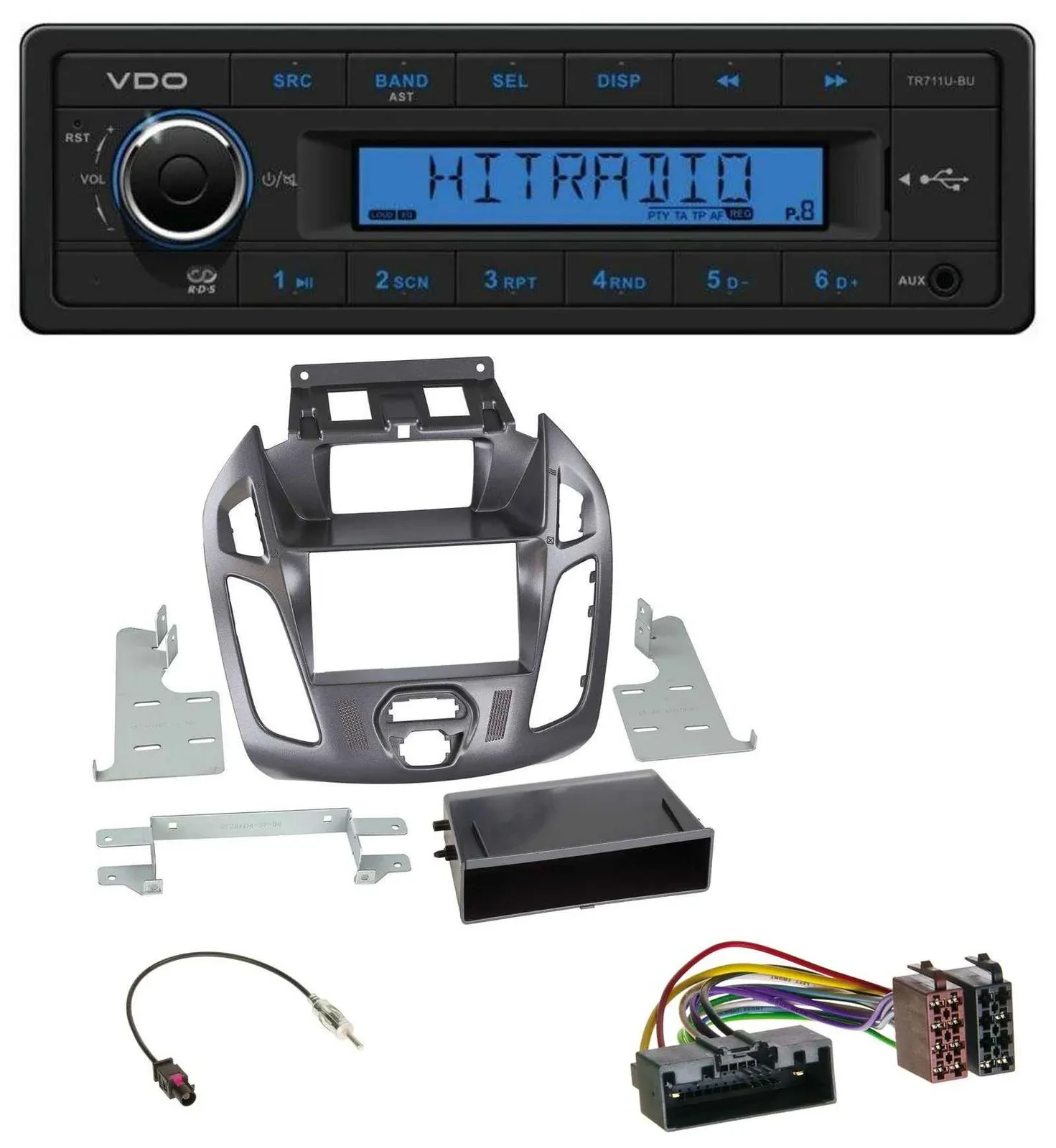 Автомагнитола для Ford Transit Connect VDO 1-DIN, USB, AUX, MP3 (2012–2018)