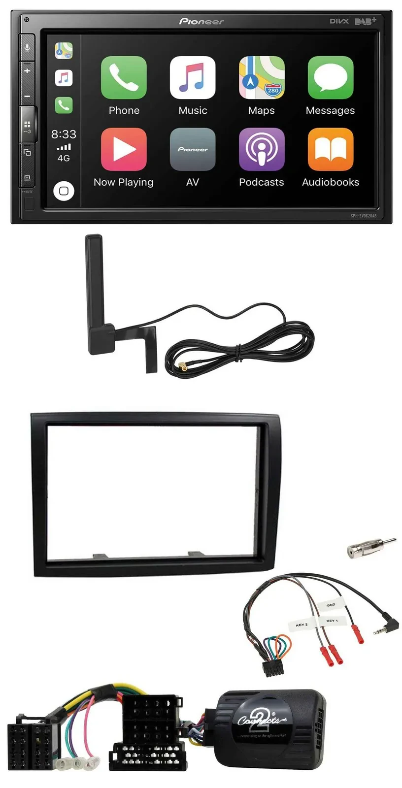 Pioneer USB 2DIN Bluetooth DAB Lenkrad Autoradio für Citroen Jumper Peugeot Boxe