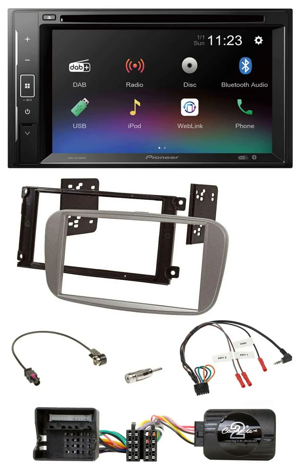Pioneer Bluetooth Lenkrad USB 2DIN DAB DVD Autoradio für Ford Mondeo S-Max ab 07