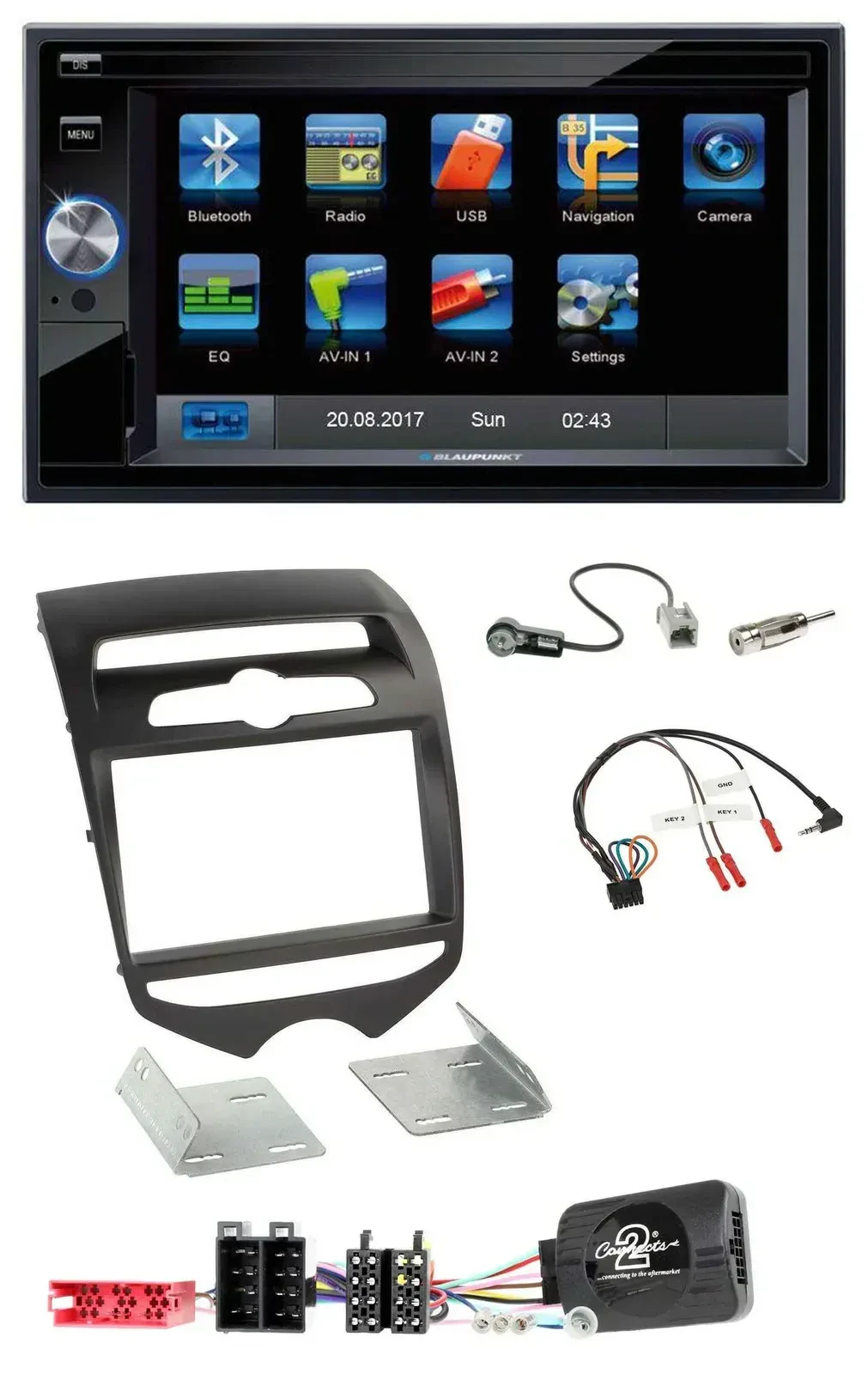 Blaupunkt SD Bluetooth 2DIN MP3 USB Lenkrad Autoradio für Hyundai ix20 ab 2010 m