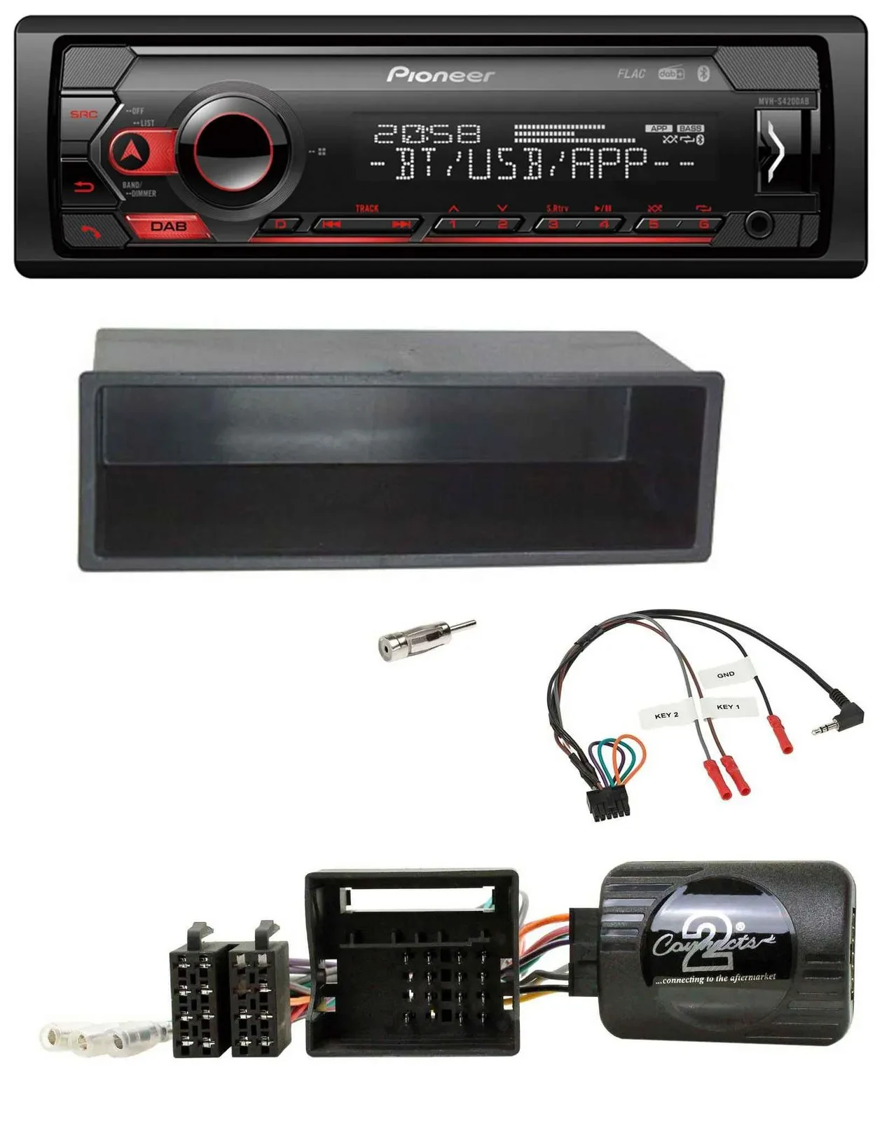 Pioneer Lenkrad USB DAB Bluetooth Autoradio für Citroen C2 2006-2010 C3 2006-201