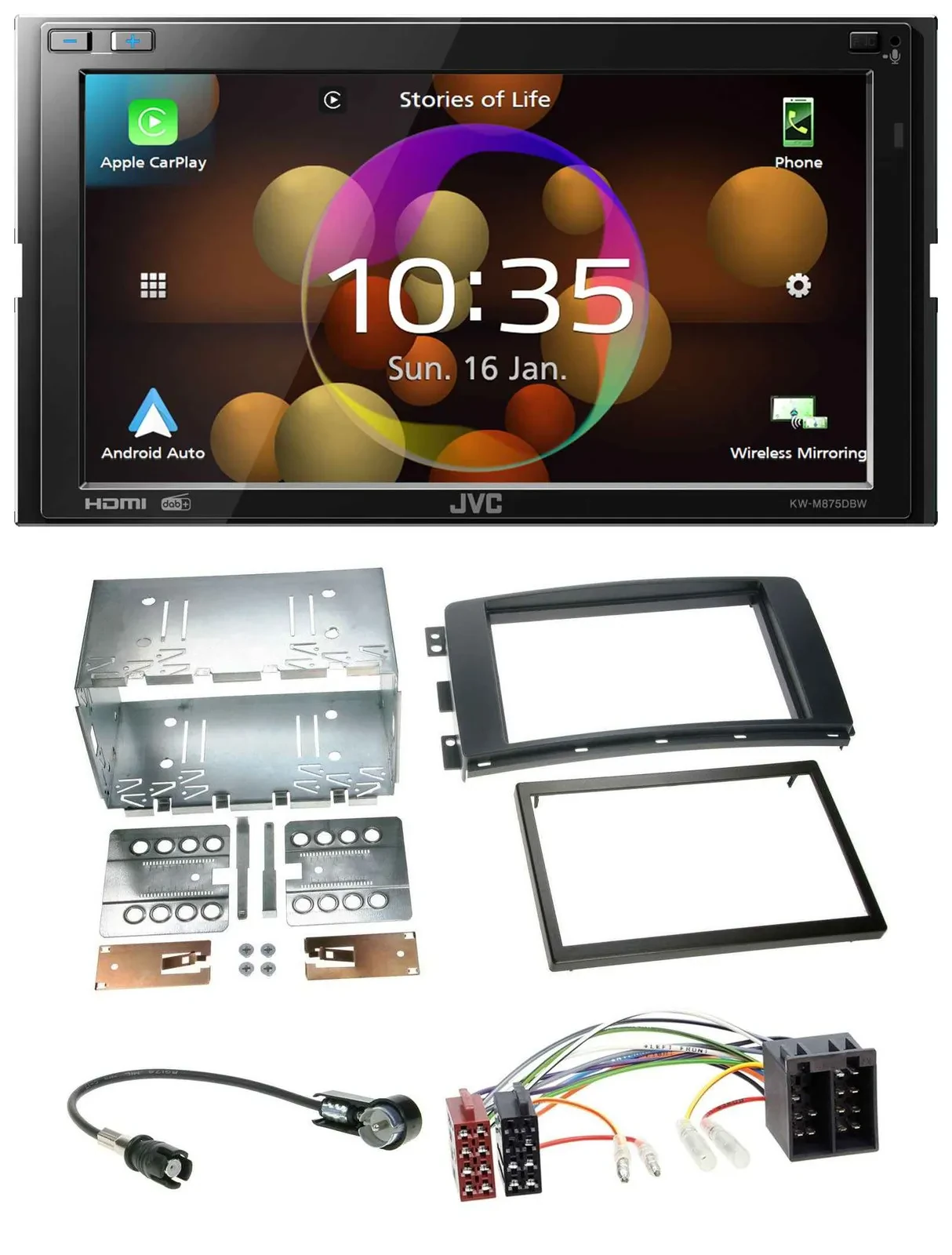 Автомагнитола для Smart ForFour (2004–2006), ForTwo (2007–2010) JVC 2DIN, DAB, Bluetooth, USB