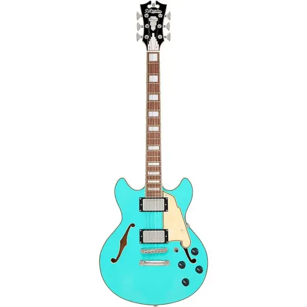 Электрогитара полуакустическая D'Angelico Premier Mini DC Semi-Hollow Surf Green