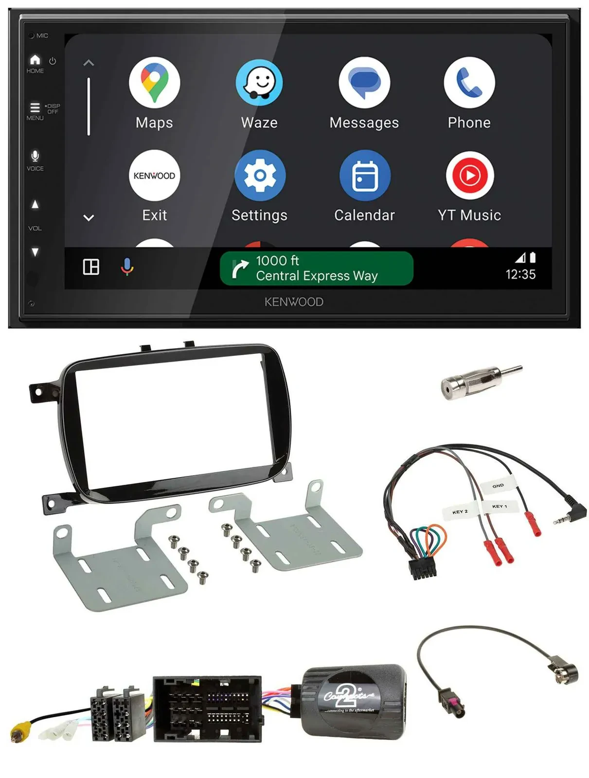 Kenwood DAB Bluetooth USB Lenkrad 2DIN Autoradio für 500 X ab 2016 Facelift Pian