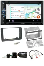 Alpine Bluetooth TMC USB DAB 2DIN Lenkrad Navigation für Fiat Idea 2006-2012 gra