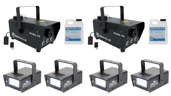 (2) Rockville R720L LED Fog/Smoke Machine+(4) MINI STROBE LED (replaces CH-730)