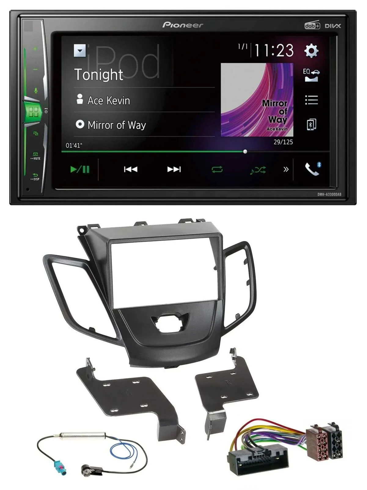 Pioneer 2DIN MP3 DAB USB Bluetooth Autoradio für Ford Fiesta 10-17 schwarz