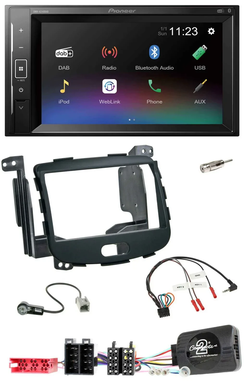 Pioneer DAB Lenkrad 2DIN Bluetooth USB Autoradio für Hyundai i10 09-13 Rubber To